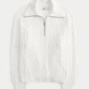 Oversized kabelstrikket sweater med halv lynlås