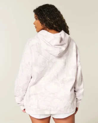 Oversized lyserød camouflage-hoodie