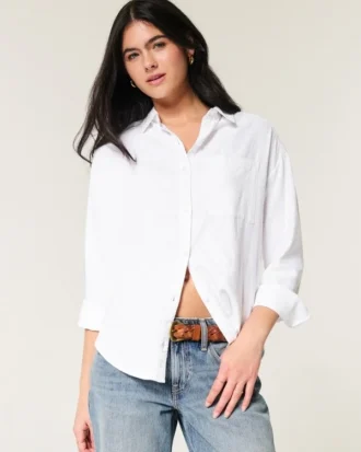 Oversized skjorte i linneblanding