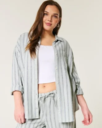 Oversized skjorte i linneblanding