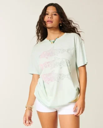 Oversized T-shirt med fiskemotiv