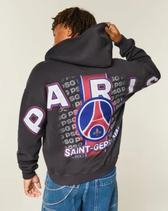 Paris Saint-Germain F.C. Grafisk hættetrøje med lynlås