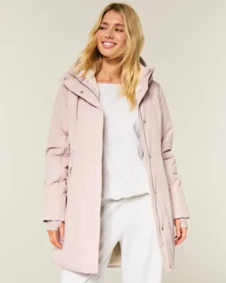 Parka med imiteret pelsfor