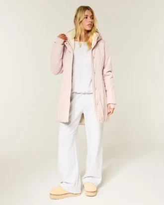 Parka med imiteret pelsfor