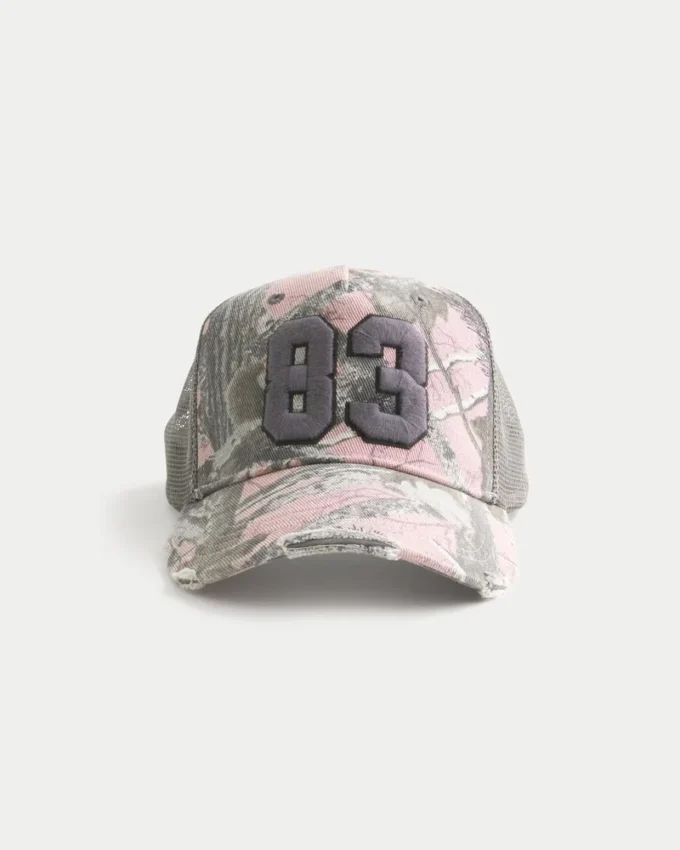 Pink Camo Number Graphic Trucker Hat