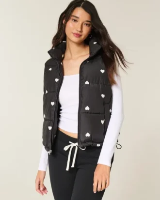 Puffervest med hjerteprint