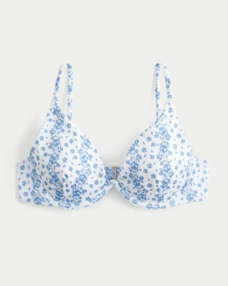 Ribbet bikini-top med bøjle og dyb udskæring