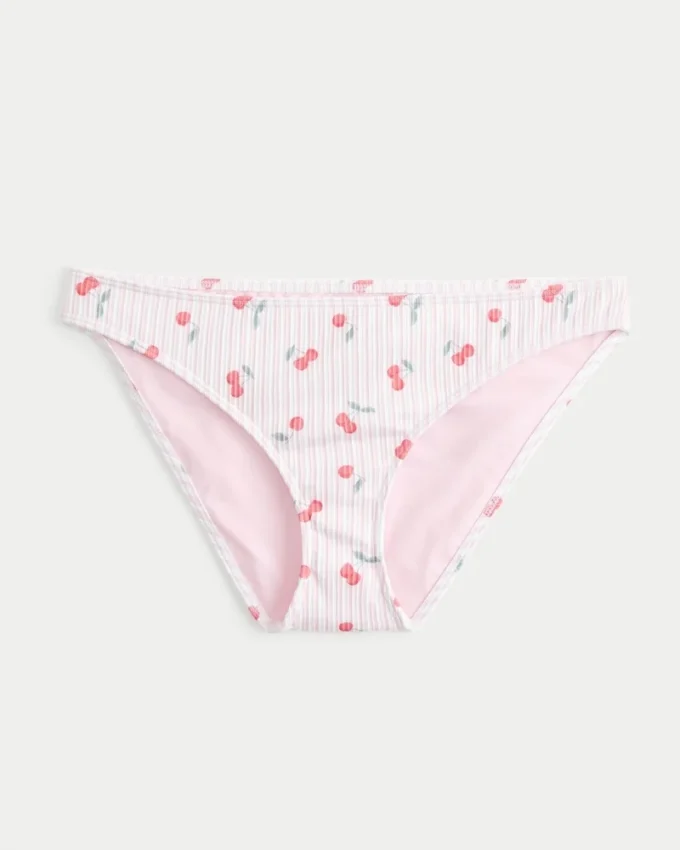 Ribbet bikiniunderdel med lav talje
