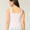 Ribbet sømløs tank top med firkantet halsudskæring Ribbet sømløs tank top med firkantet halsudskæring