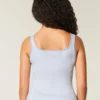 Ribbet sømløs tank top med firkantet halsudskæring Ribbet sømløs tank top med firkantet halsudskæring