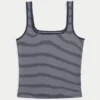 Ribbet sømløs tank top med firkantet halsudskæring Ribbet sømløs tank top med firkantet halsudskæring
