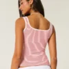 Ribbet sømløs tank top med firkantet halsudskæring Ribbet sømløs tank top med firkantet halsudskæring
