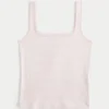 Ribbet sømløs tank top med firkantet halsudskæring Ribbet sømløs tank top med firkantet halsudskæring