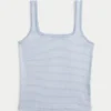Ribbet sømløs tank top med firkantet halsudskæring Ribbet sømløs tank top med firkantet halsudskæring