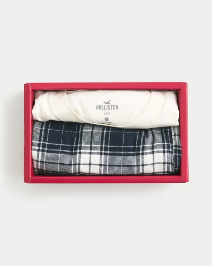 Schweizisk grafisk T-shirt og flannel pyjamasbukser