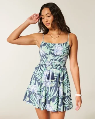 Shimmer Smocked Mini Dress