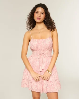 Shimmer Smocked Mini Dress