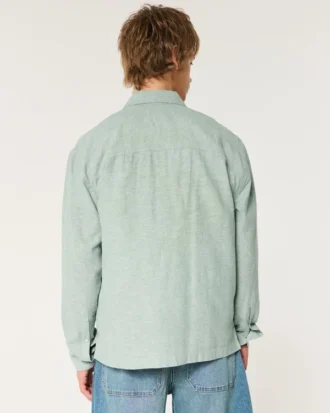 Skjorte i linneblanding med knapper