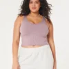 Sømløs ribbet V-hals tank top