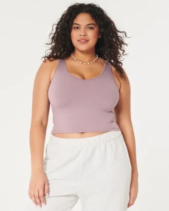 Sømløs ribbet V-hals tank top Sømløs ribbet V-hals tank top
