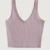 Sømløs ribbet V-hals tank top