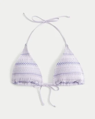 Smocked Halter Triangle Bikini Top Smocked Halter Triangle Bikini Top