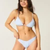 Smocked High-Leg Cheeky Bikini Bottom