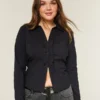Stretch-poplin-skjorte i smoking-stil
