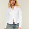 Stretch-poplin-skjorte i smoking-stil Stretch-poplin-skjorte i smoking-stil