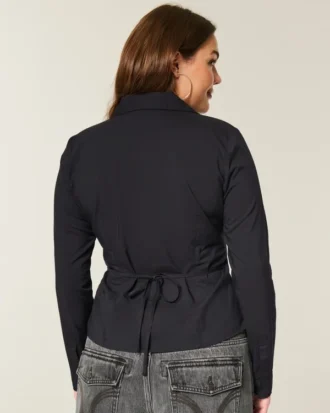 Stretch-poplin-skjorte i smoking-stil