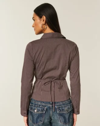Stretch-poplin-skjorte i smoking-stil