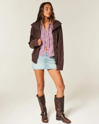 Stretch-poplin-skjorte i smoking-stil