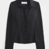 Stretch-poplin-skjorte i smoking-stil