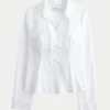 Stretch-poplin-skjorte i smoking-stil Stretch-poplin-skjorte i smoking-stil
