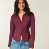 Stretch poplin skjorte med knapper