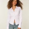 Stretch poplin skjorte med knapper