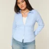Stretch poplin skjorte med knapper