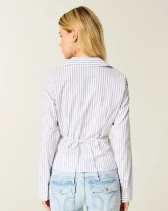 Stretch poplin skjorte med knapper