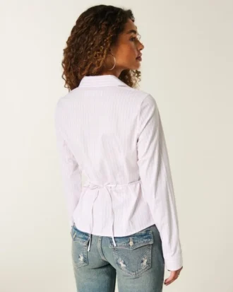 Stretch poplin skjorte med knapper
