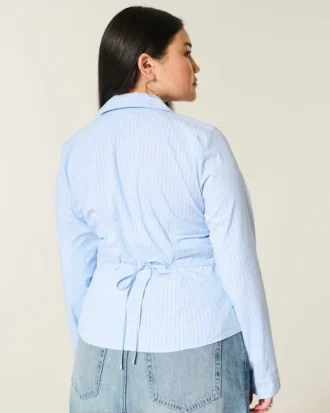 Stretch poplin skjorte med knapper