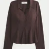 Stretch poplin skjorte med knapper