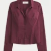 Stretch poplin skjorte med knapper