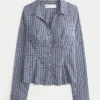 Stretch poplin skjorte med knapper