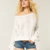 Strikket sweater med sløjfeærmer