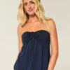 Stropløs babydoll-top med snøre
