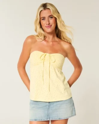 Stropløs babydoll-top med snøre