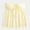 Stropløs babydoll-top med snøre