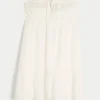 Stropløs broderet babydoll-kjole