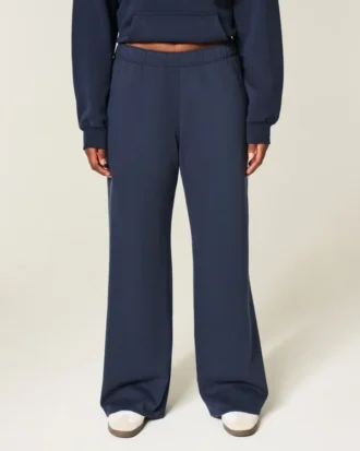 Sweatpants med bred benvidde og hjerteformet lomme