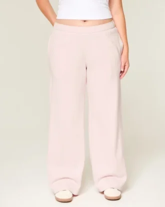 Sweatpants med bred benvidde og hjerteformet lomme